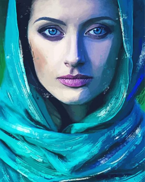 Lady With Scarf Illustration paint by numbers