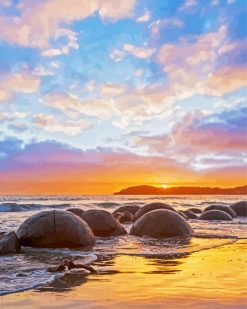 Meoraki Boulders New Zealand paint by numbers