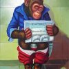 Monkey On Toilet Reading Newspapers paint by numbers