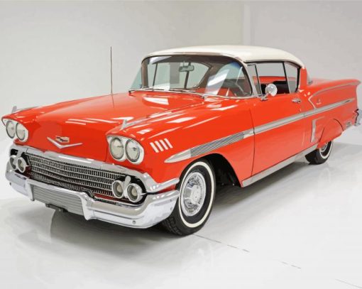 Orange 58 Chevy Impala paint by numbers