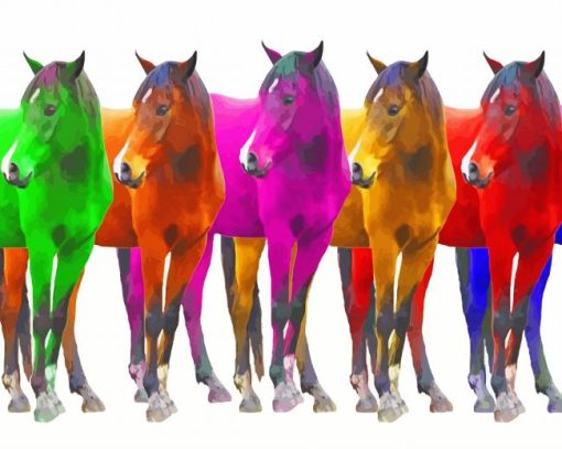 Colorful Horses paint by numbers