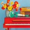 Vintage Poppy Flowers And Piano paint by numbers