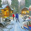 Vintage Snowmobiles paint by numbers