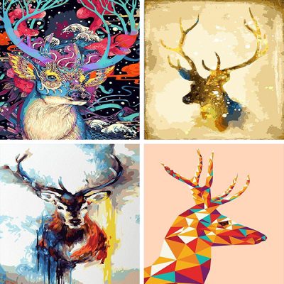 Abstract Deer painting by numbers