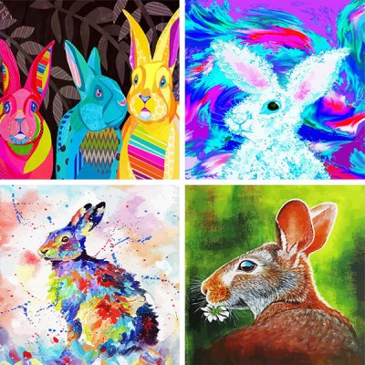 Abstract rabbit painting by numbers