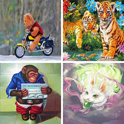 Animated Animals painting by numbers