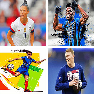 Footballers painting by numbers