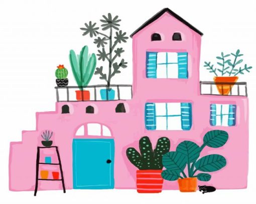 Pink House paint by numbers