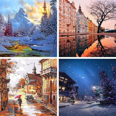 Winter painting by numbers