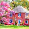 Abstract Pink House paint by numbers