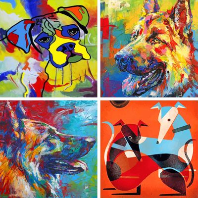 abstract dog painting by numbers