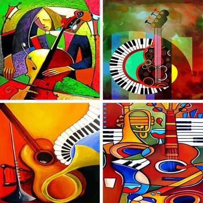 abstract musical instruments painting by numbers