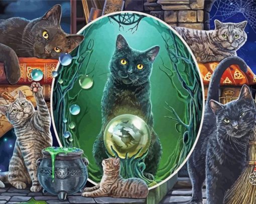 Aesthetic Magical Cat paint by numbers