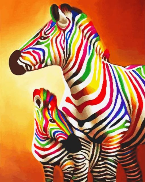 Colorful Zebras paint by numbers