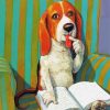 Cute Dog Reading A Book paint by numbers