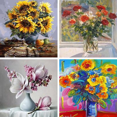 flowers in vase painting by numbers