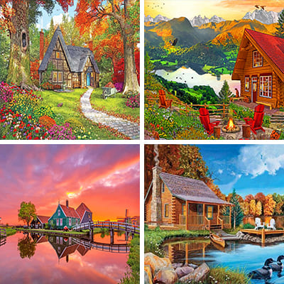 forest cottages painting by numbers