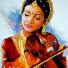 Indian Lady Playing Violin Chihuahua Van Gogh