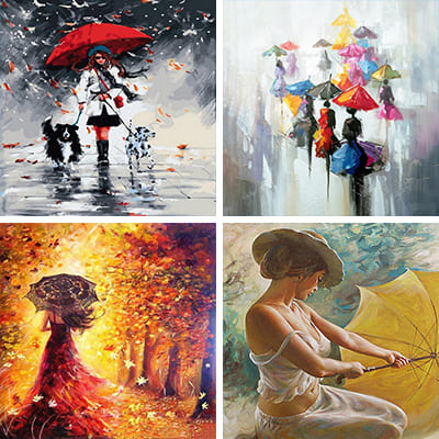 umbrella ladies painting by numbers