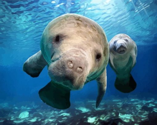 Cute Manatees paint by numbers