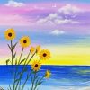 Aesthetic Beach Sunflower paint by numbers