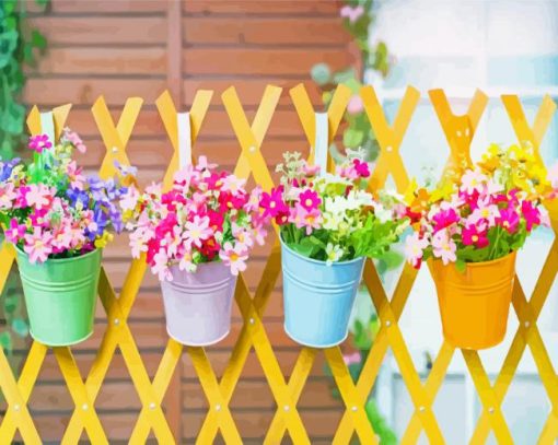 Yellow Fence And Flowers paint by numbers