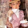 Retro Woman Drinking Tea paint by numbers