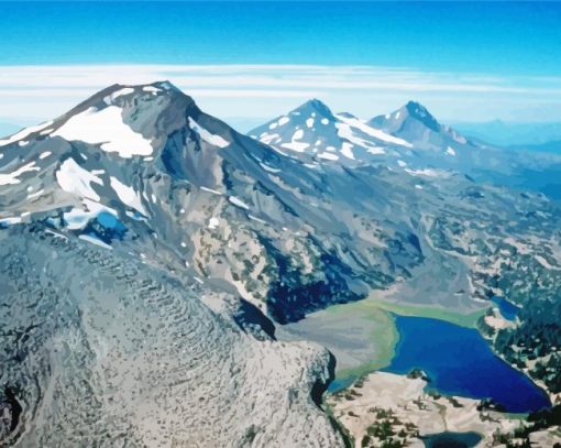 Three Sisters Mountains paint by numbers