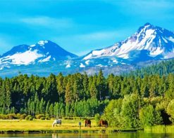 Sisters Mountains Oregon paint by numbers