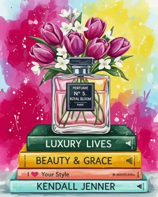 pink perfume and books paint by numbers Fancy Perfume And Books Paint By Numbers